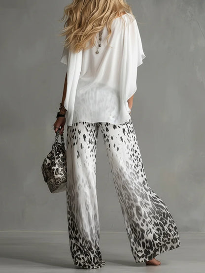 Elyzara | Flowing Chiffon Top and Wide Leg Trouser Set