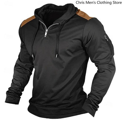 Weston | Contrast Shoulder Half Zip Hoodie
