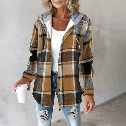 Honelle | Relaxed Plaid Hooded Shirt Jacket