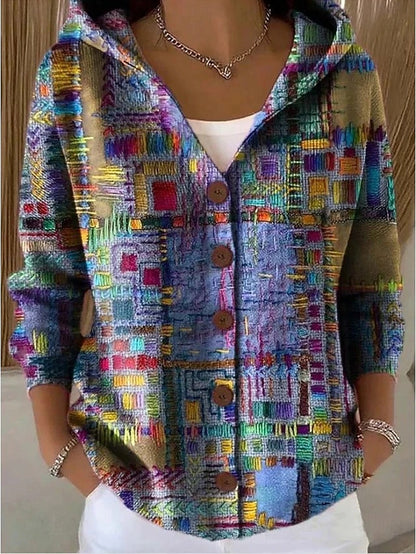 Yareli | Cozy Patchwork Hooded Cardigan