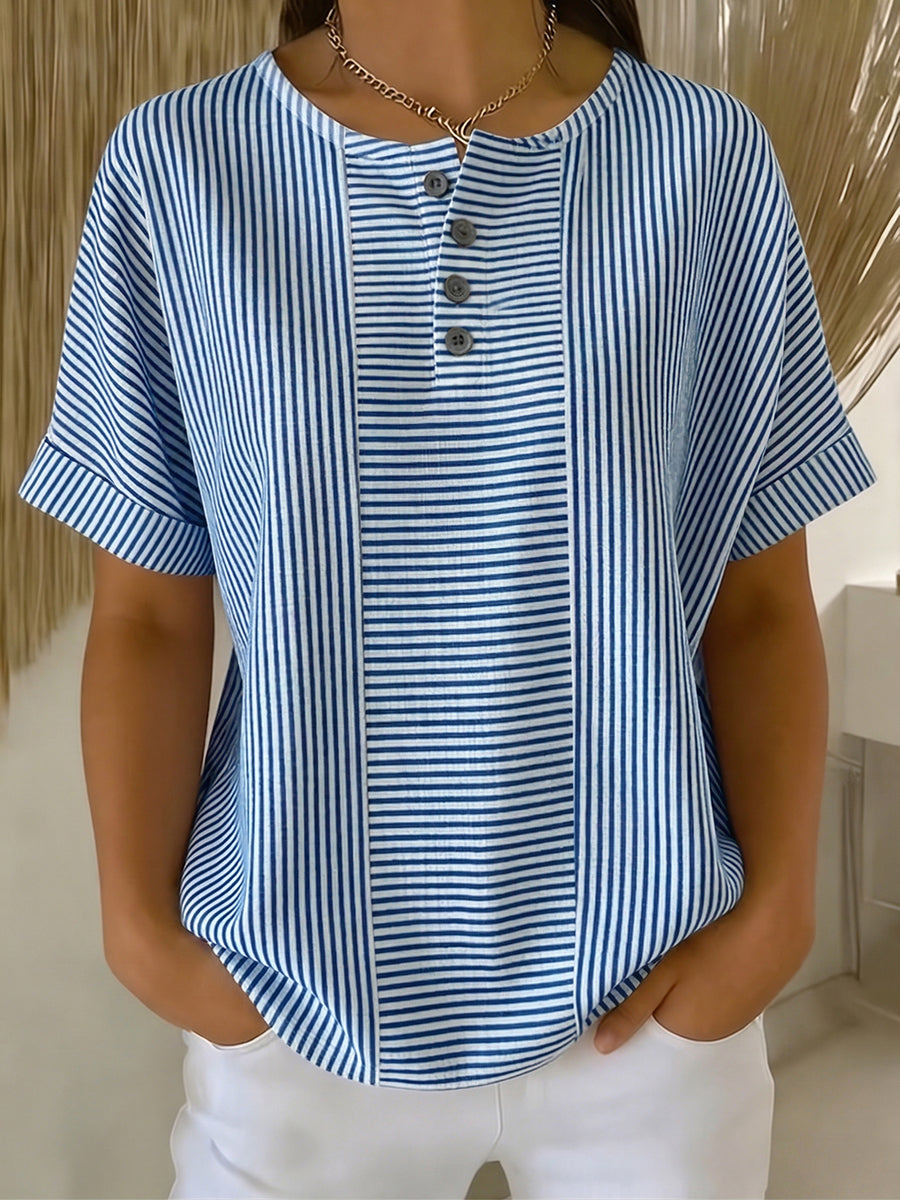 Nerina | Striped Button Front Casual Blouse
