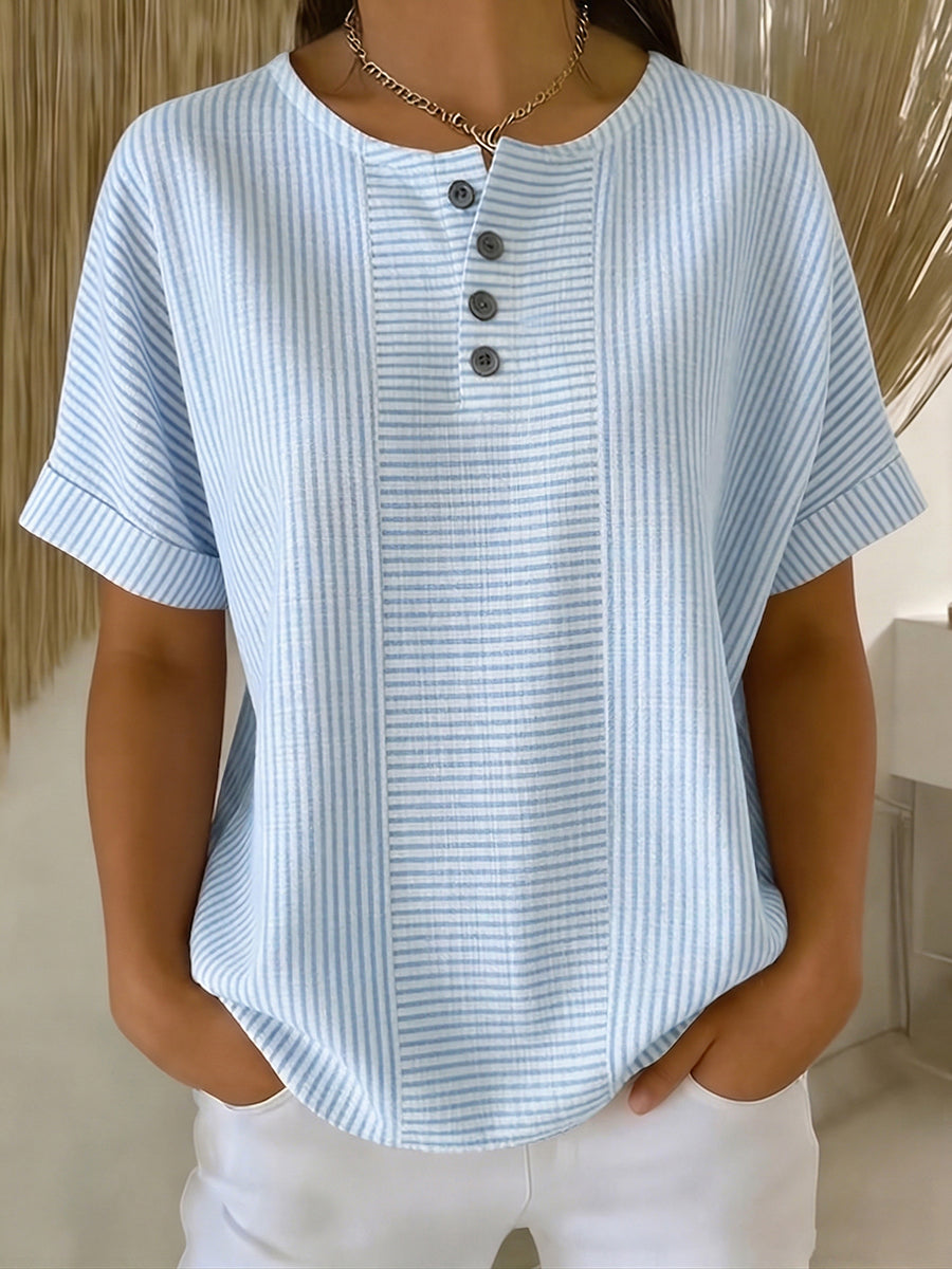 Nerina | Striped Button Front Casual Blouse