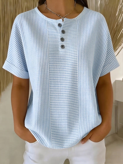 Nerina | Striped Button Front Casual Blouse