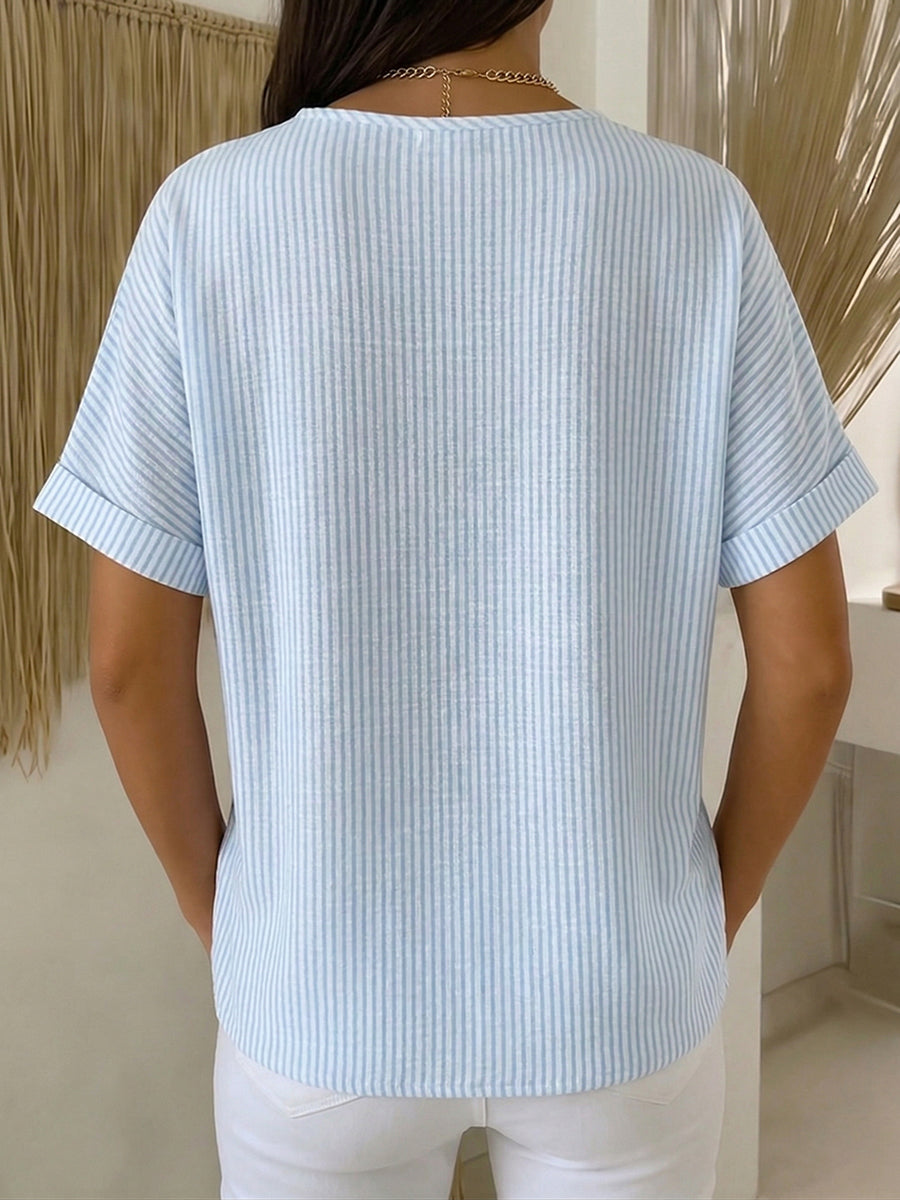 Nerina | Striped Button Front Casual Blouse
