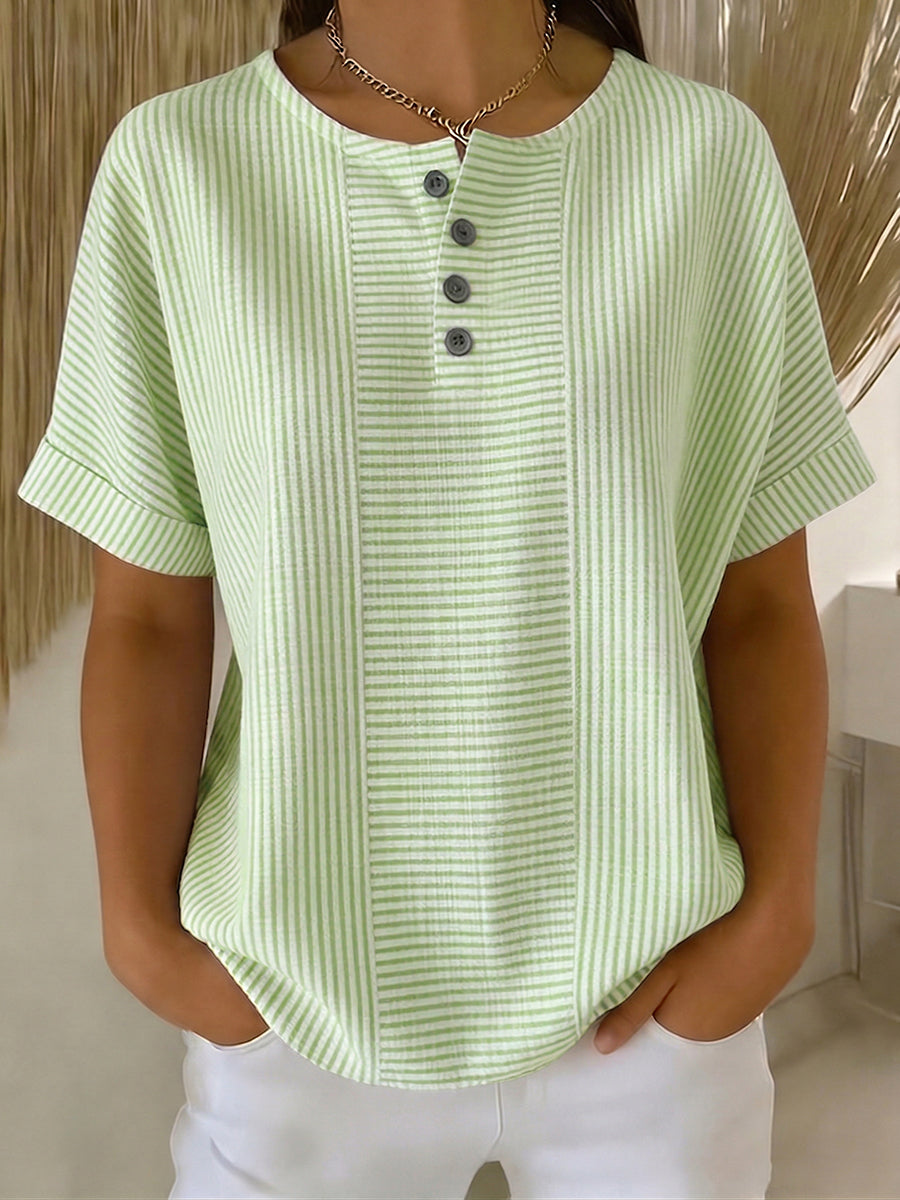 Nerina | Striped Button Front Casual Blouse