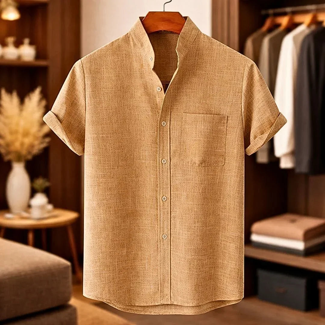 Harlan | Textured Stand Collar Summer Shirt