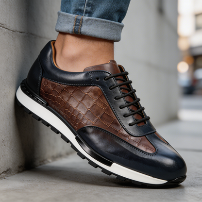 Leander | Embossed Lace Up Walking Shoes