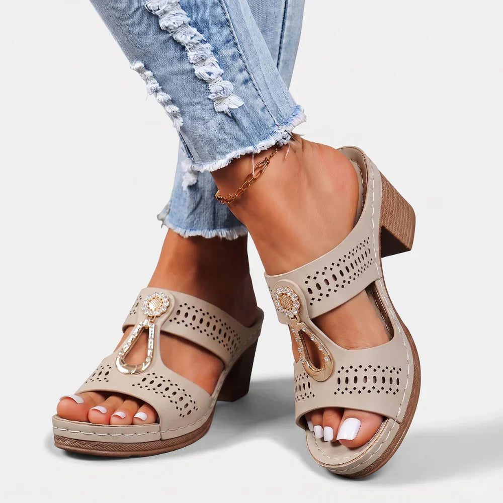 Brinleigh | Open Toe Ornament Heel Sandals
