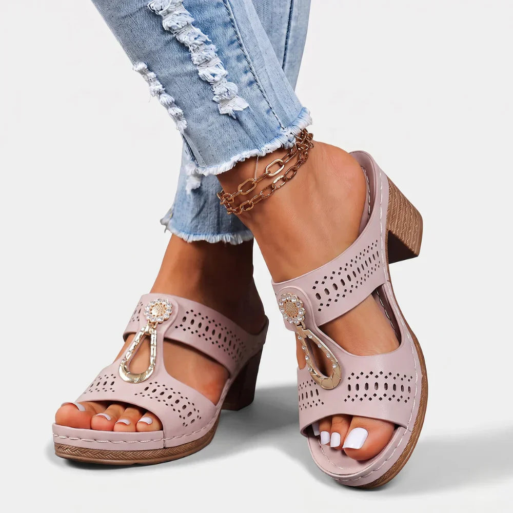 Brinleigh | Open Toe Ornament Heel Sandals