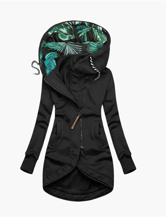 Fianna | Floral Lined Hooded Longline Jacket