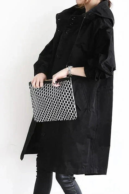 Varenne | Lightweight Button Front Hooded Coat