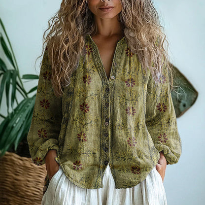 Coralia | Bohemian Button Front Blouse