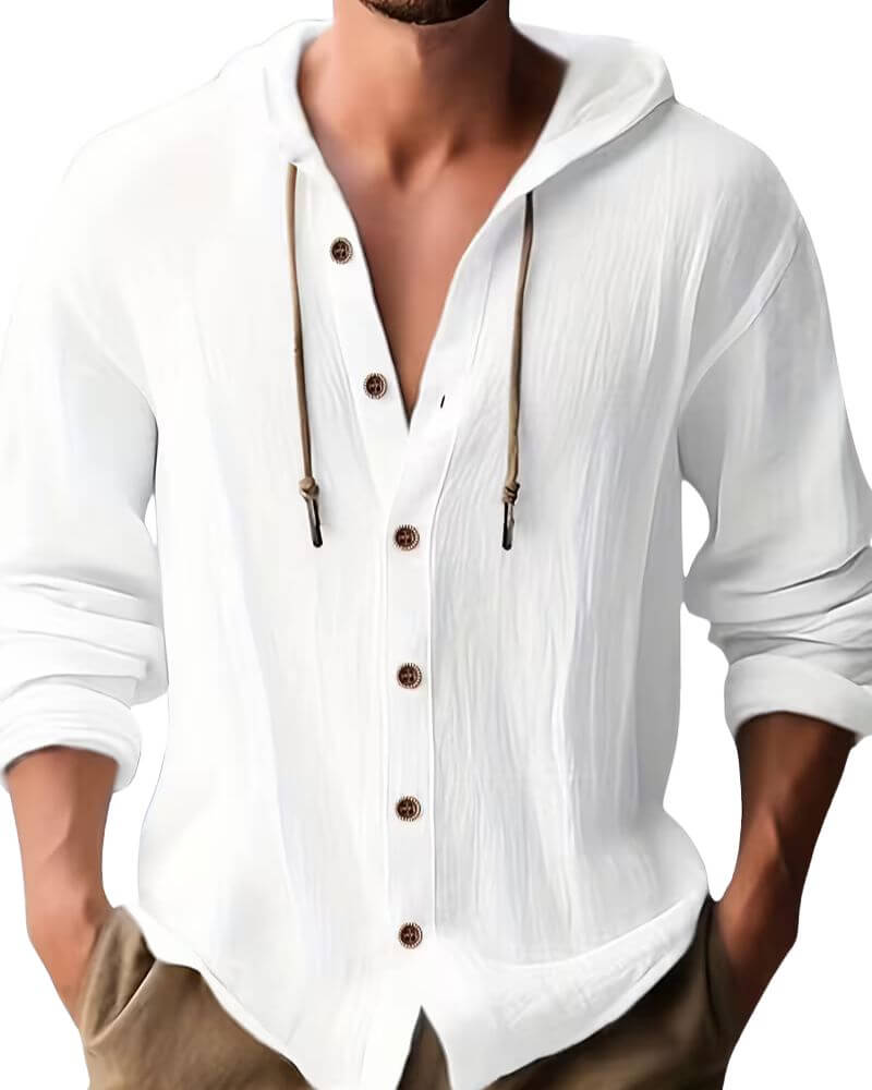 Huxley | Textured Hooded Button Front Shirt