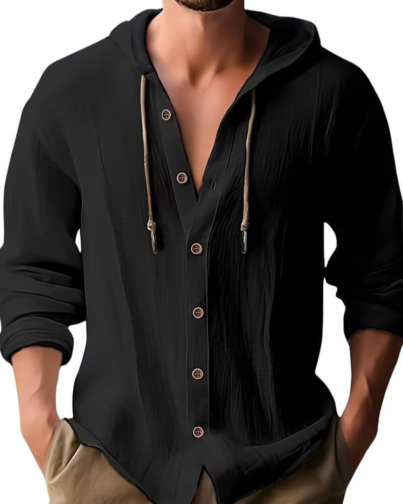 Huxley | Textured Hooded Button Front Shirt