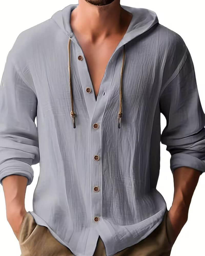 Huxley | Textured Hooded Button Front Shirt