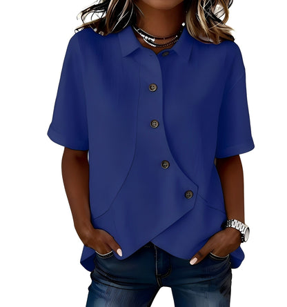 Mirellora | Asymmetrical Button Casual Blouse