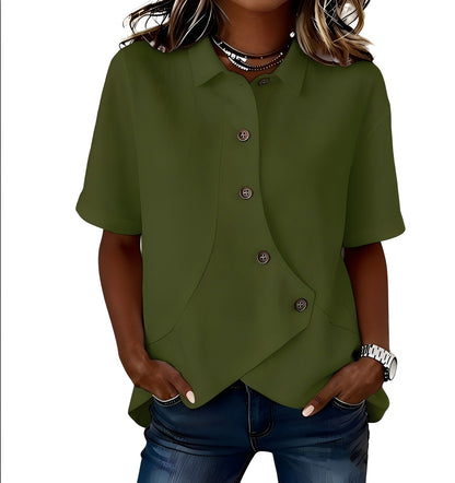 Mirellora | Asymmetrical Button Casual Blouse