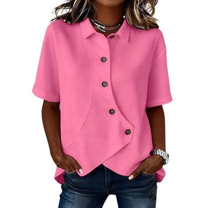 Mirellora | Asymmetrical Button Casual Blouse