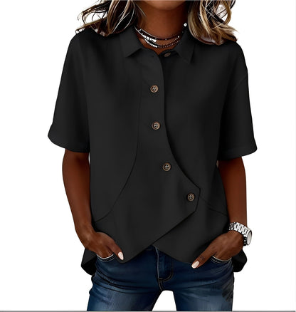 Mirellora | Asymmetrical Button Casual Blouse