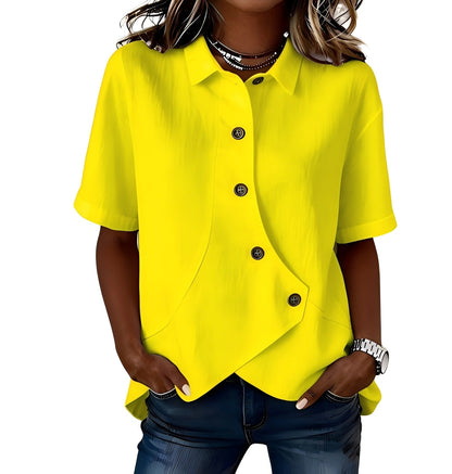 Mirellora | Asymmetrical Button Casual Blouse