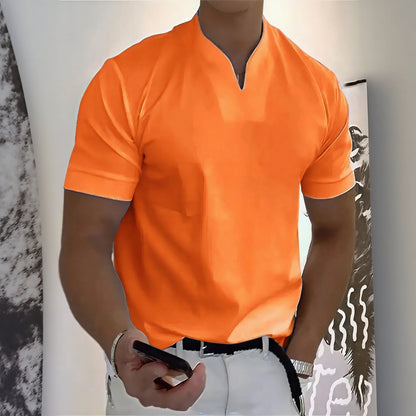 Solvexis | Mandarin Collar Slim Fit Casual Tee
