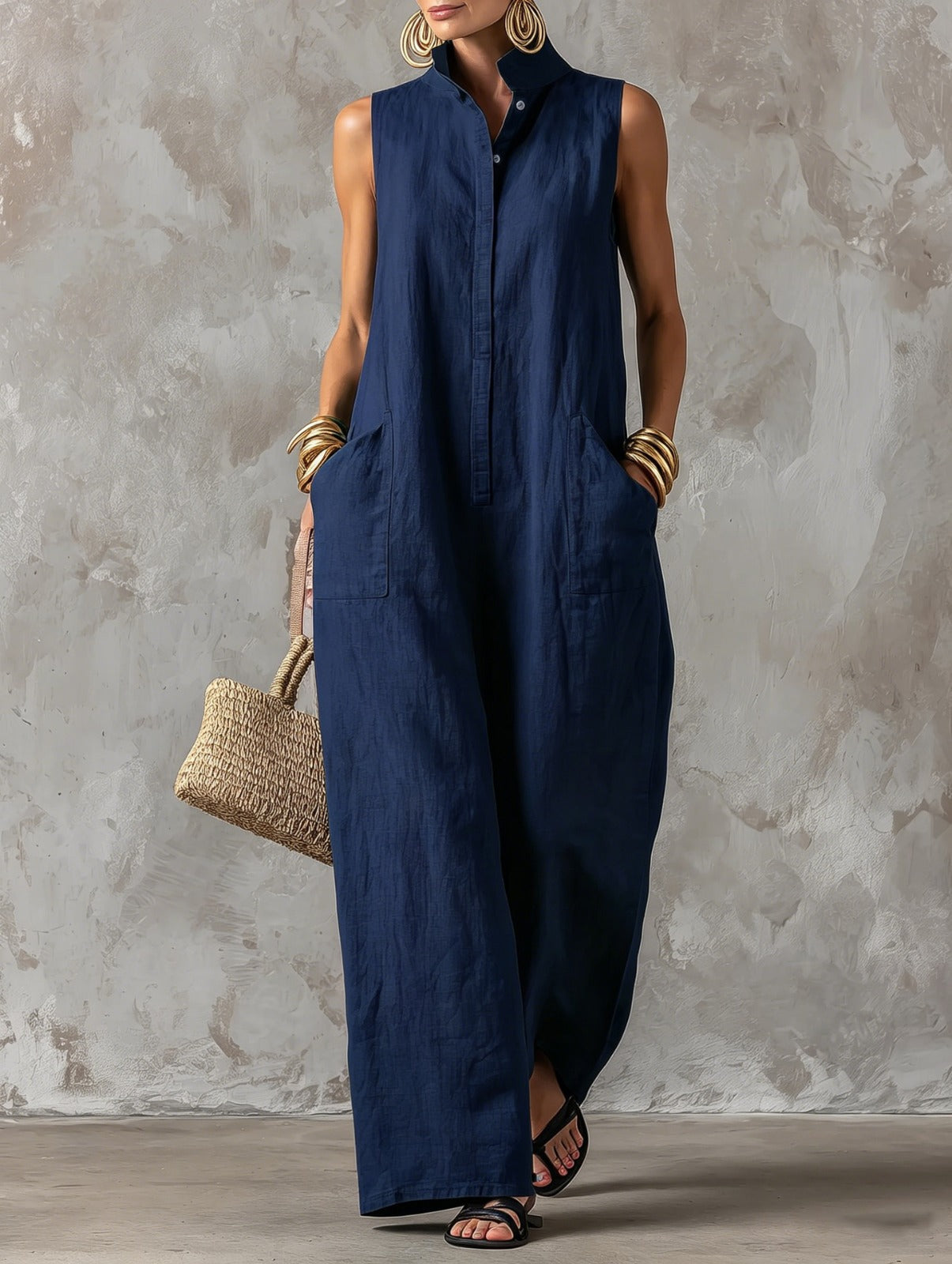 Calantha | Sleeveless Linen Blend Jumpsuit