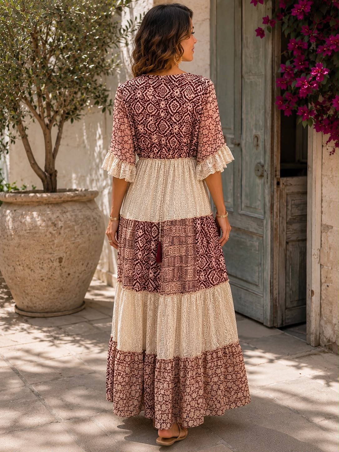 Ysabeau | Bohemian Patchwork Maxi Dress