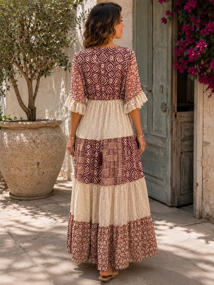 Ysabeau | Bohemian Patchwork Maxi Dress