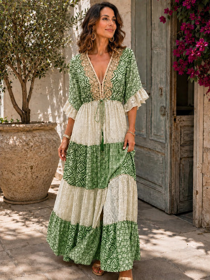 Ysabeau | Bohemian Patchwork Maxi Dress