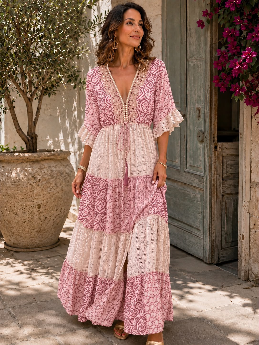 Ysabeau | Bohemian Patchwork Maxi Dress