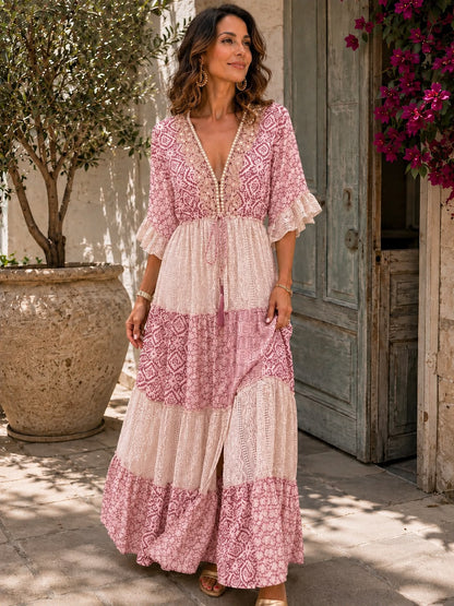 Ysabeau | Bohemian Patchwork Maxi Dress