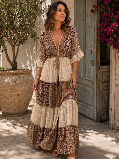 Ysabeau | Bohemian Patchwork Maxi Dress