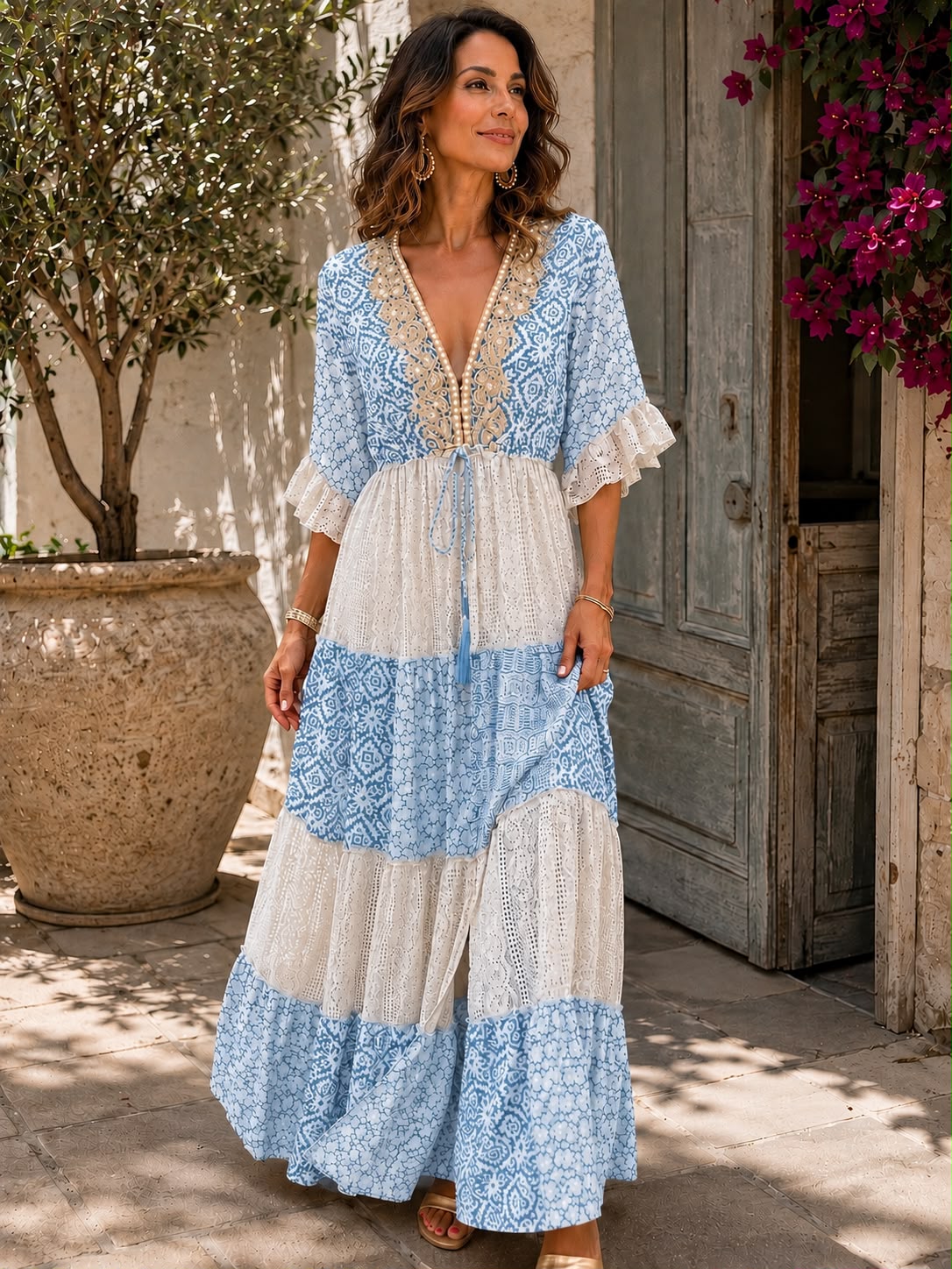 Ysabeau | Bohemian Patchwork Maxi Dress