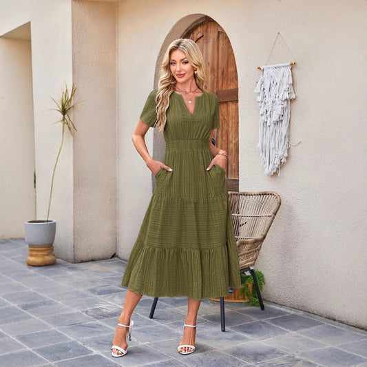 Katerina | Casual V Neck Tiered Dress