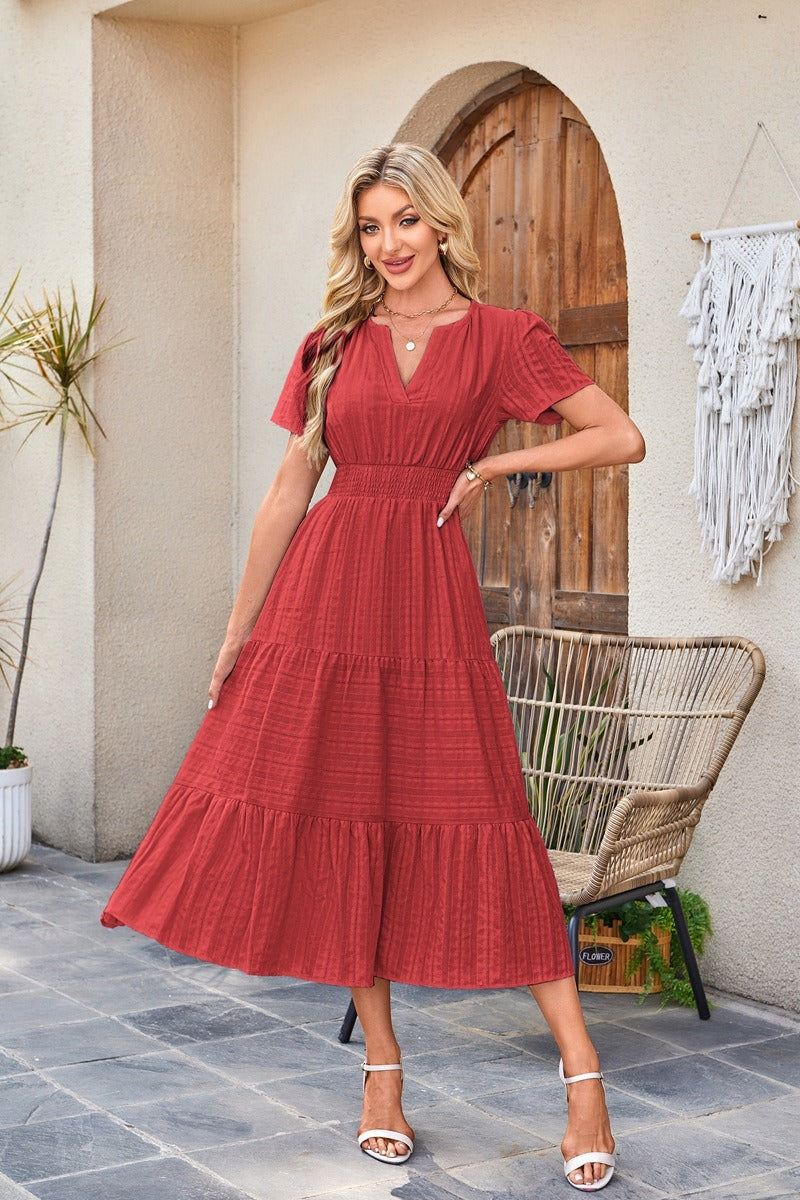 Katerina | Casual V Neck Tiered Dress