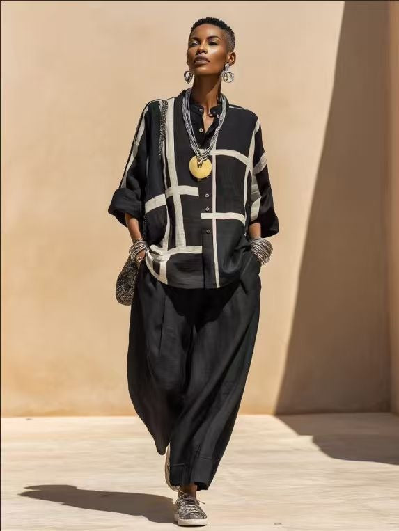 Eulalia | Relaxed Check Print Two Piece Set