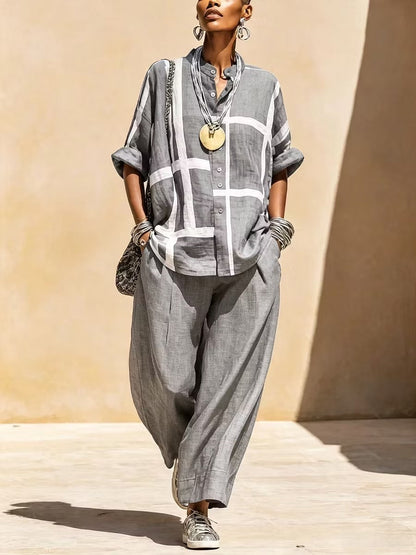 Eulalia | Relaxed Check Print Two Piece Set