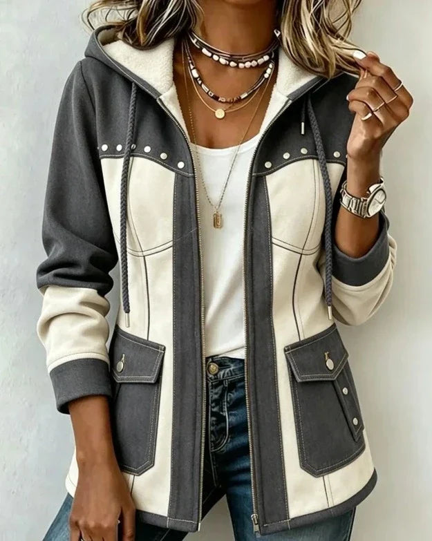 Keturah | Casual Two Tone Hooded Jacket