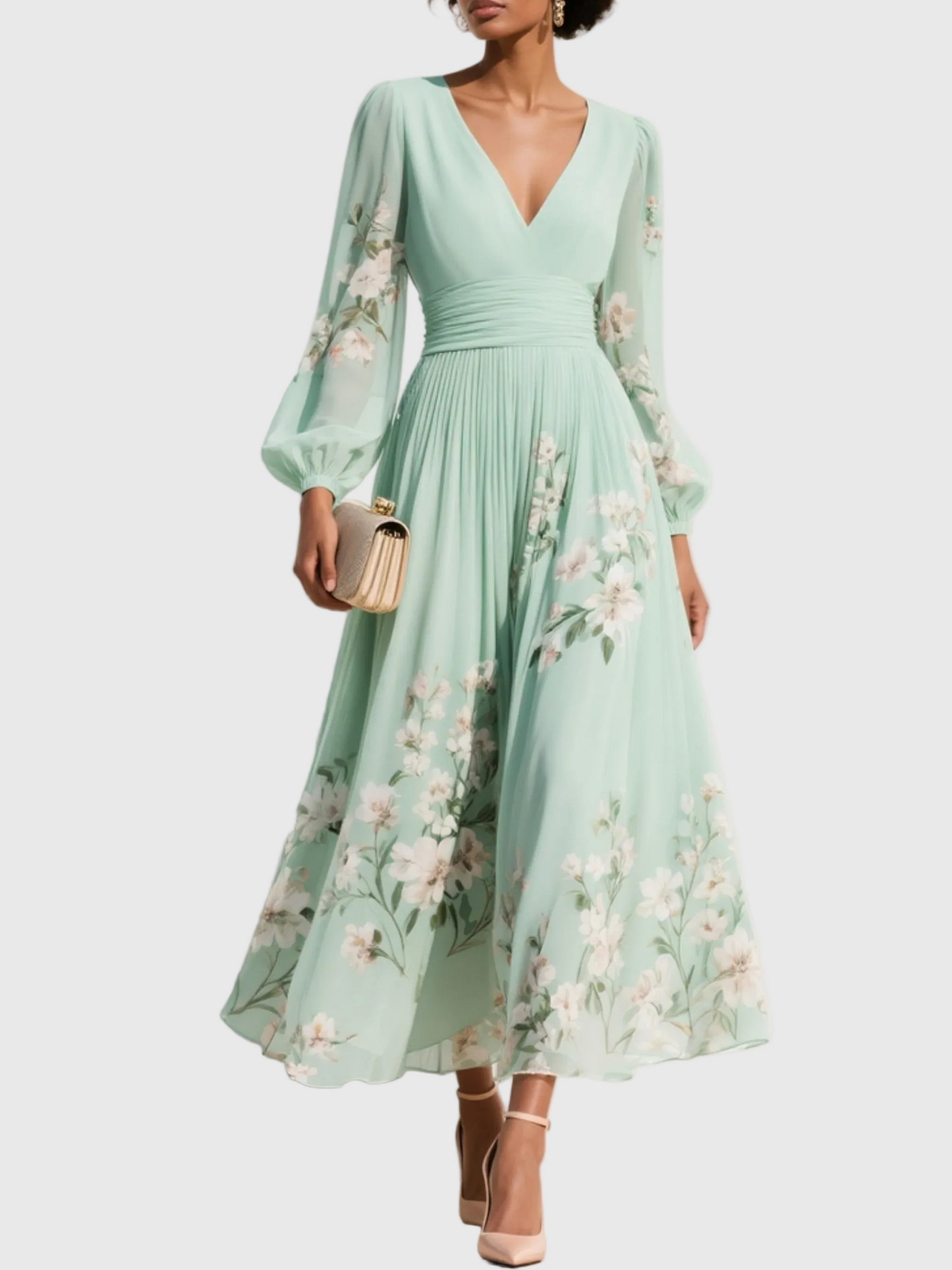 Calythera | Floral Chiffon Maxi Dress