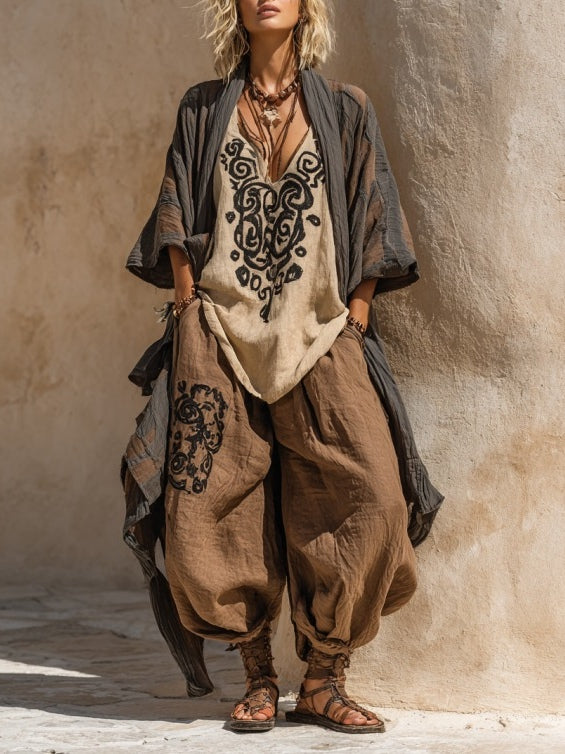 Zafira | Boho Embroidered Three Piece Set
