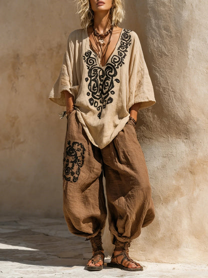 Zafira | Boho Embroidered Three Piece Set