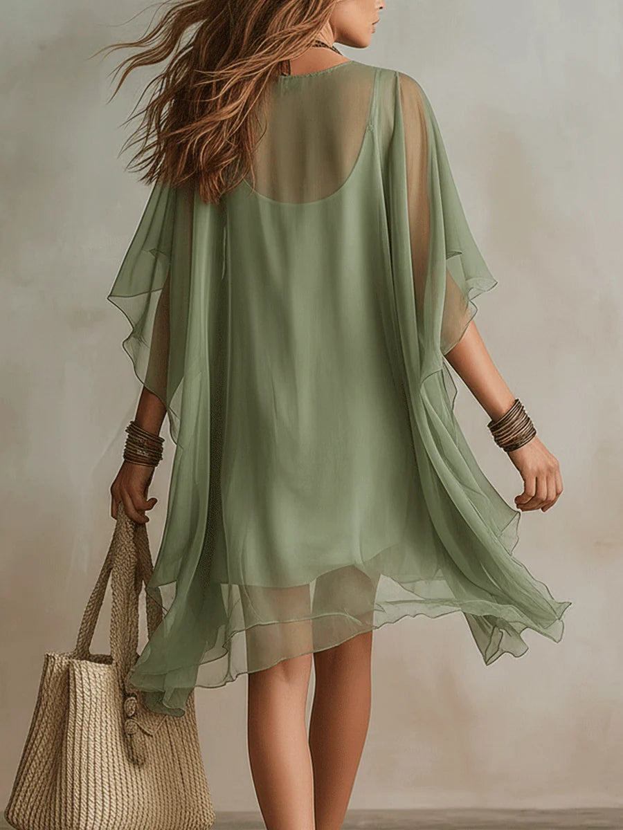 Evadne | Ethereal Chiffon Boho Mini Dress