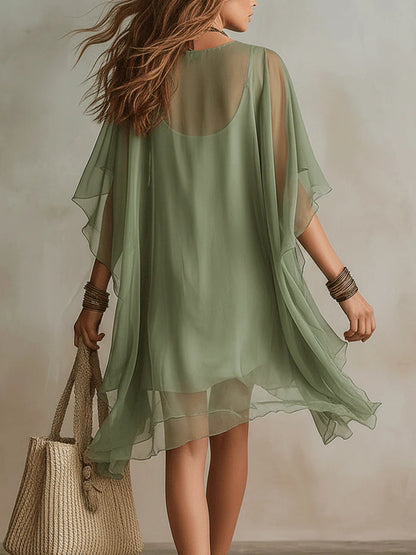 Evadne | Ethereal Chiffon Boho Mini Dress