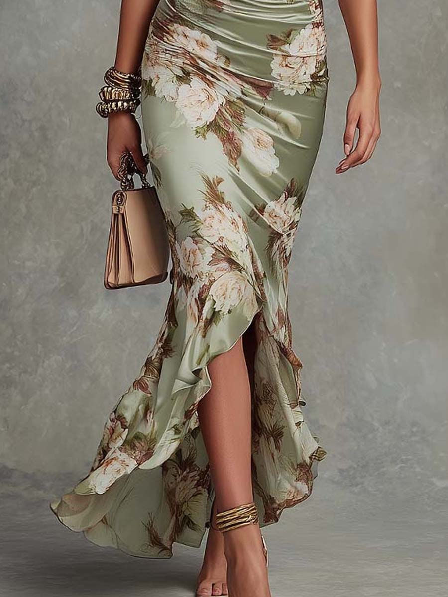 Elaria | Floral Ruched Maxi Dress