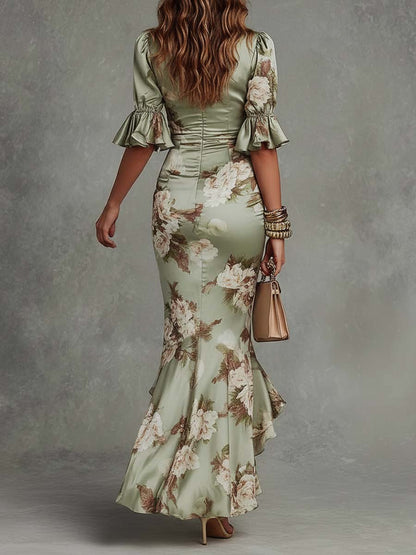 Elaria | Floral Ruched Maxi Dress