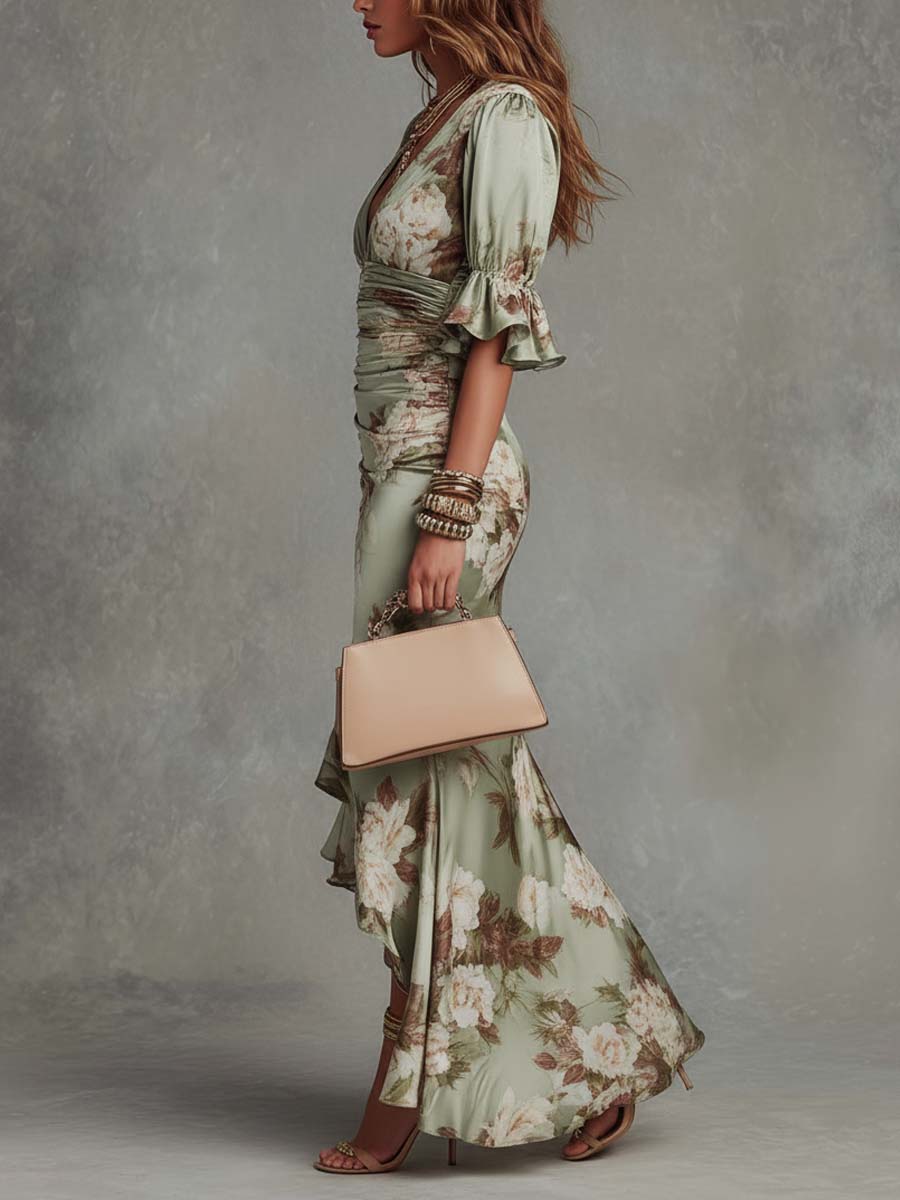 Elaria | Floral Ruched Maxi Dress