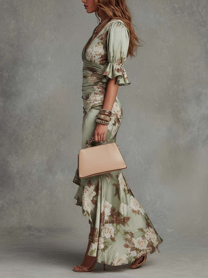 Elaria | Floral Ruched Maxi Dress