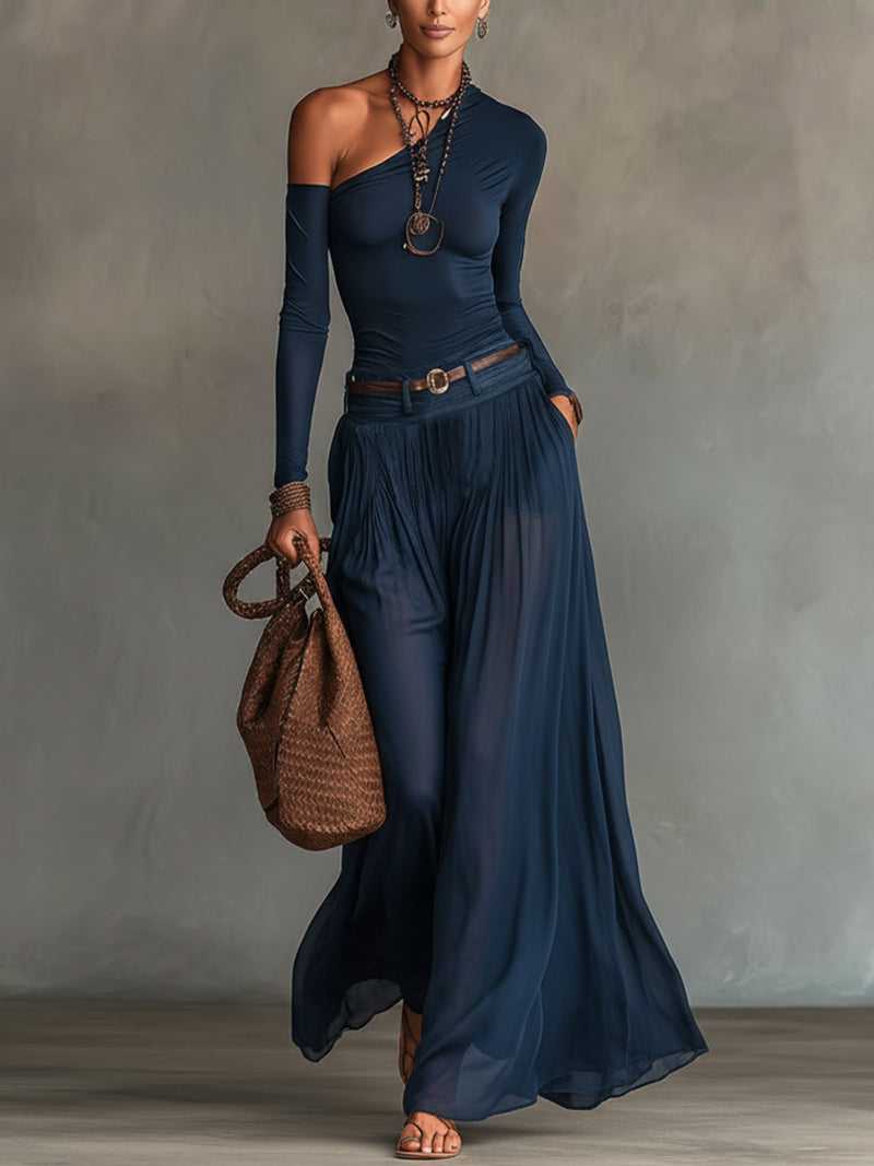 Zarevyn | One Shoulder Wide Leg Jumpsuit