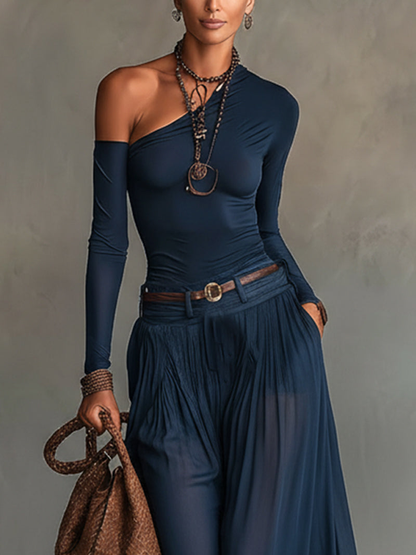 Zarevyn | One Shoulder Wide Leg Jumpsuit