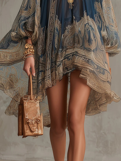 Solavine | Printed High Neck Mini Dress